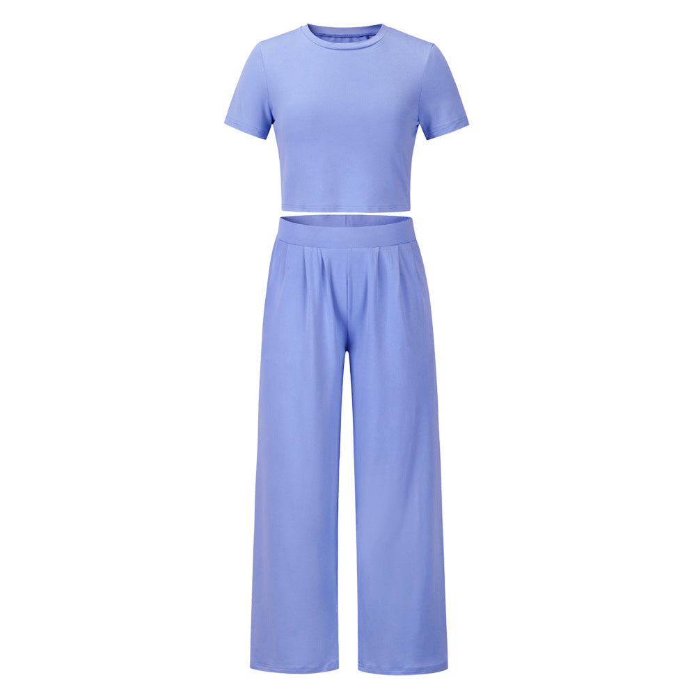 Short Sleeved T Shirt And Trousers Two Piece Suit Women  Co-ord set Thecurvestory
