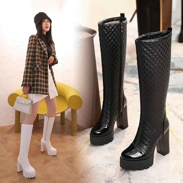 Women's Quilted Design High Heeled Long boots  Heeled Boots Thecurvestory
