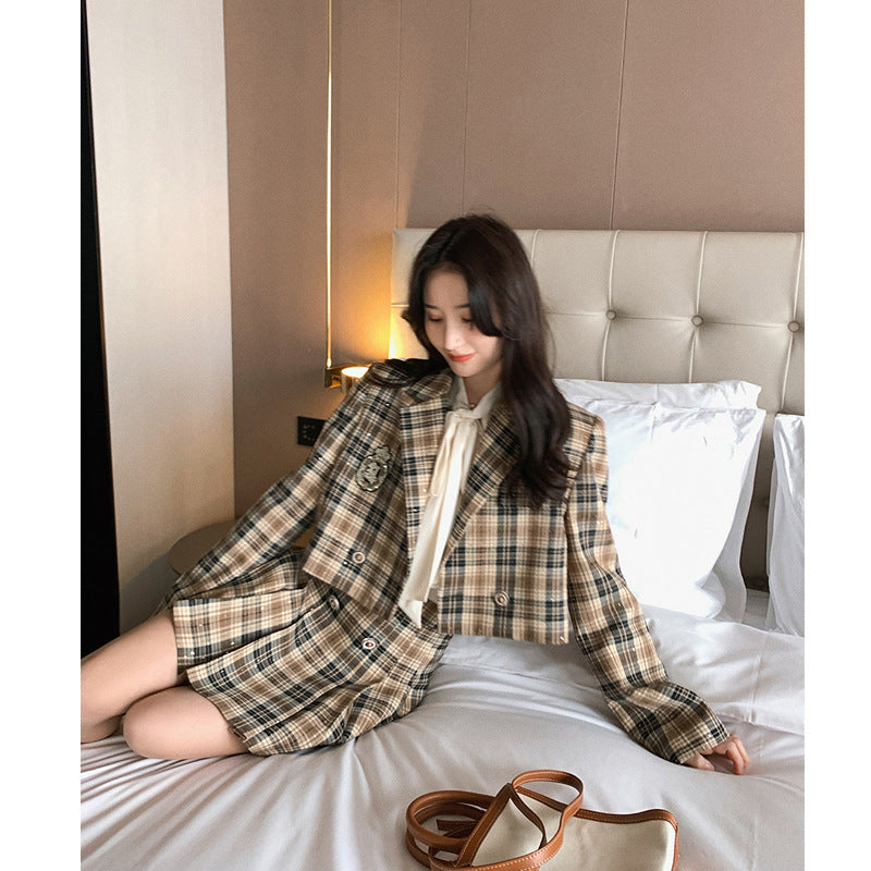 Half-length Skirt Short Skirt Two-piece College Style Suit  2 piece Suit Thecurvestory