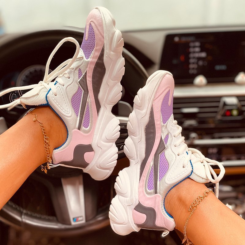 Women's Color Matching Chunky Sneakers  sneakers Thecurvestory