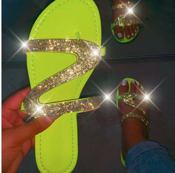 Women diamond flat jelly slippers  slippers Thecurvestory