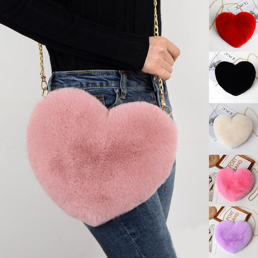 Crossbody Bags  | Women Plush Chain Shoulder Bags Valentine's Day Party Bag | [option1] |  [option2]| thecurvestory.myshopify.com