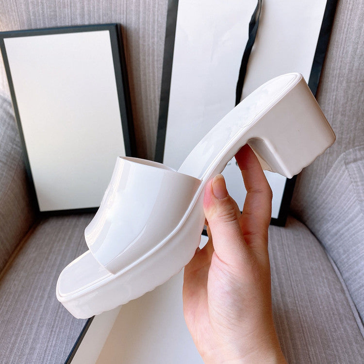 Waterproof Platform  High-heel Jelly Shoes  Heeled Sandals Thecurvestory