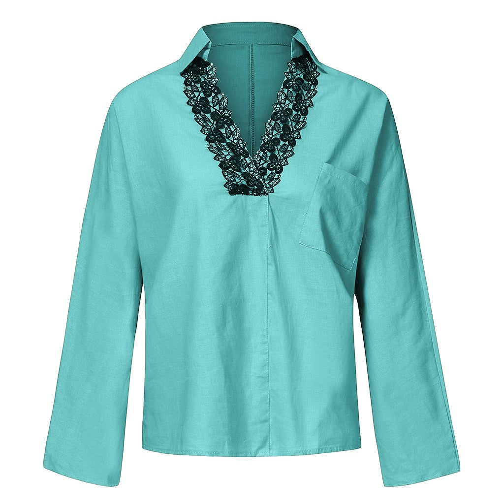 Shirt  | V-neck long sleeve shirt plus size women’s shirt | [option1] |  [option2]| thecurvestory.myshopify.com