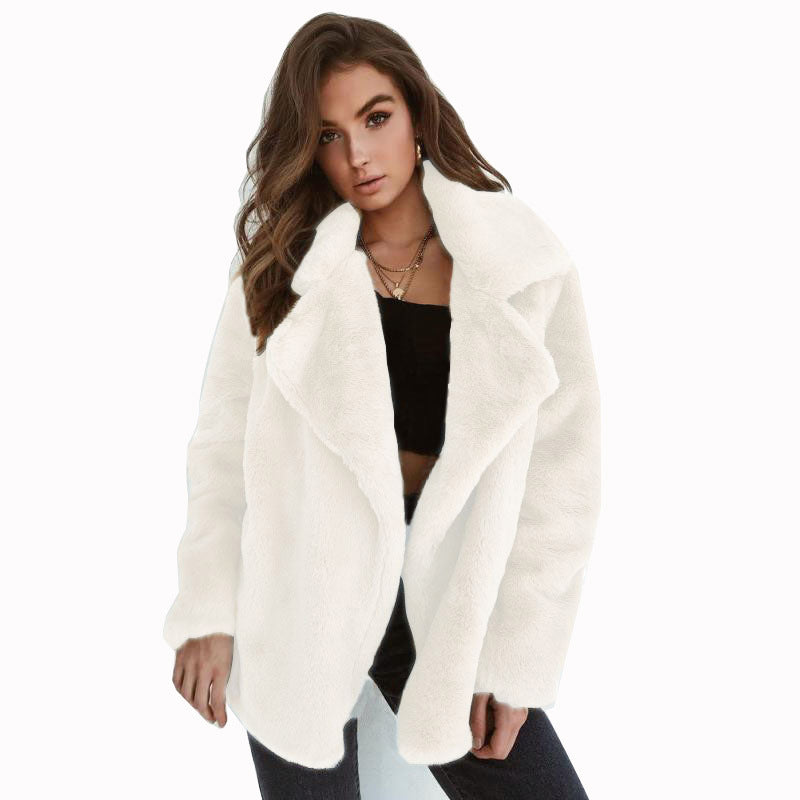 Plus Size Lapel Plush Coat  jackets Thecurvestory