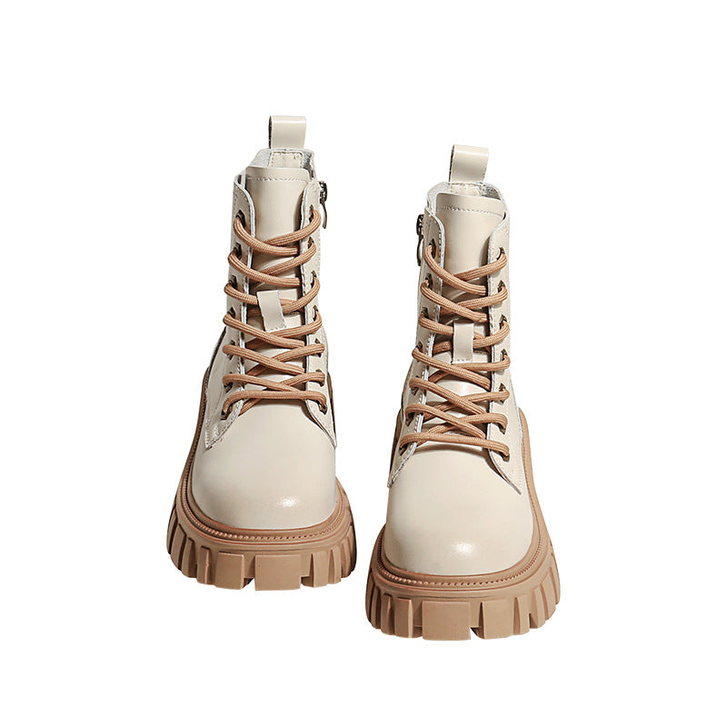 Ankle Boots  | Women's Chunky Colored Sole Ankle Lace-up boots | thecurvestory.myshopify.com