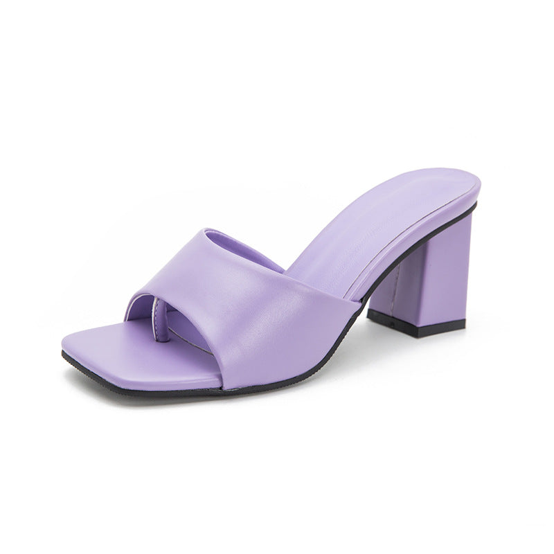 Block heeled slip-on sandals  Heeled Sandals Thecurvestory