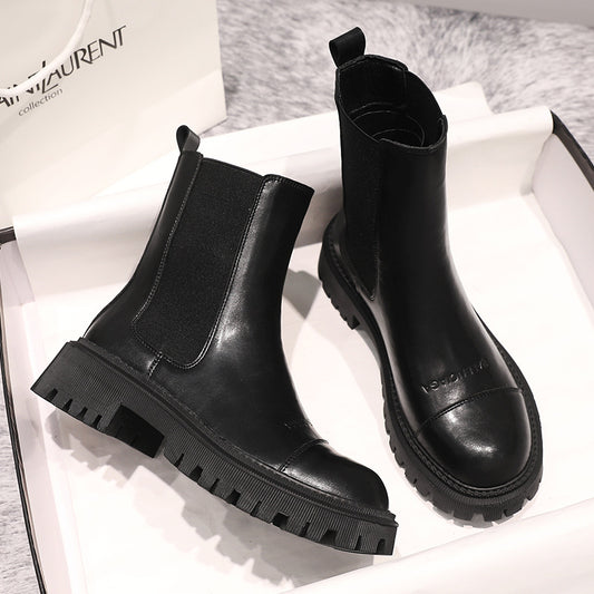Ankle Boots  | Women's thick Lug Sole leather Ankle Boots | thecurvestory.myshopify.com