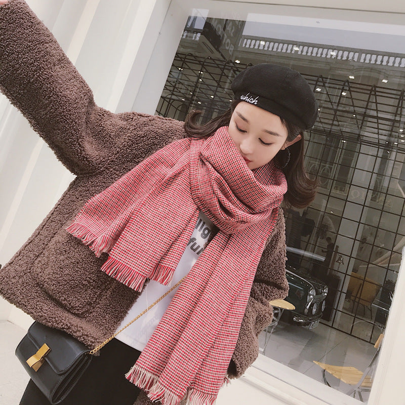 Colored small plaid tassel scarf  Scarves Thecurvestory