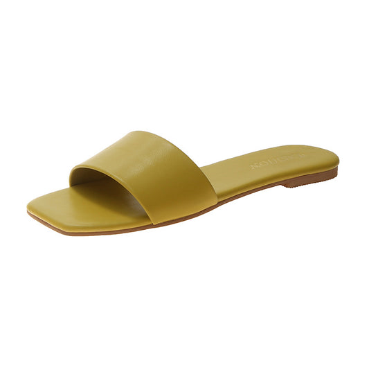 Solid Color Women's Flat sliders  slippers Thecurvestory