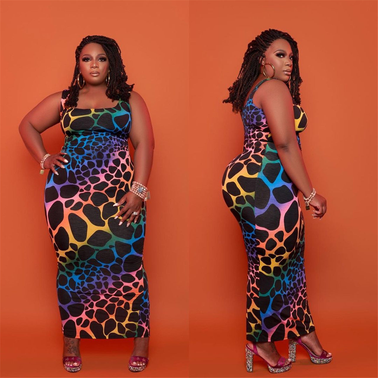 Plus Size Color Leopard Print Womens Clothing  dresses Thecurvestory