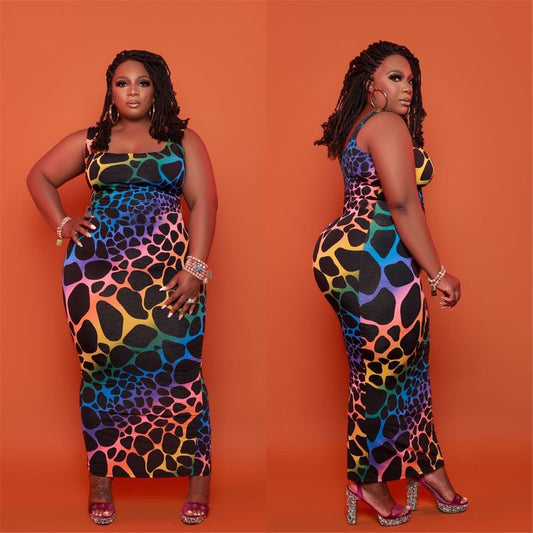 Plus Size Color Leopard Print Womens Clothing  dresses Thecurvestory