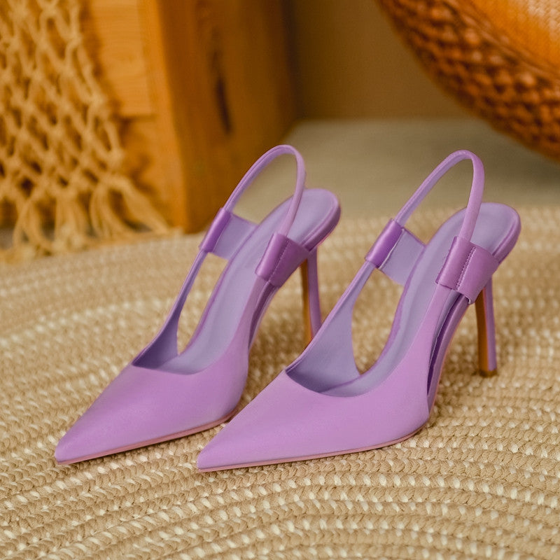 Heeled Pumps  | Women's Solid Color Pointed Toe Stiletto Sandals | thecurvestory.myshopify.com