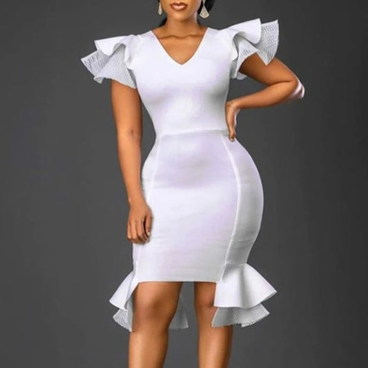 Plus Size Slim White Party Evening Gown  dresses Thecurvestory