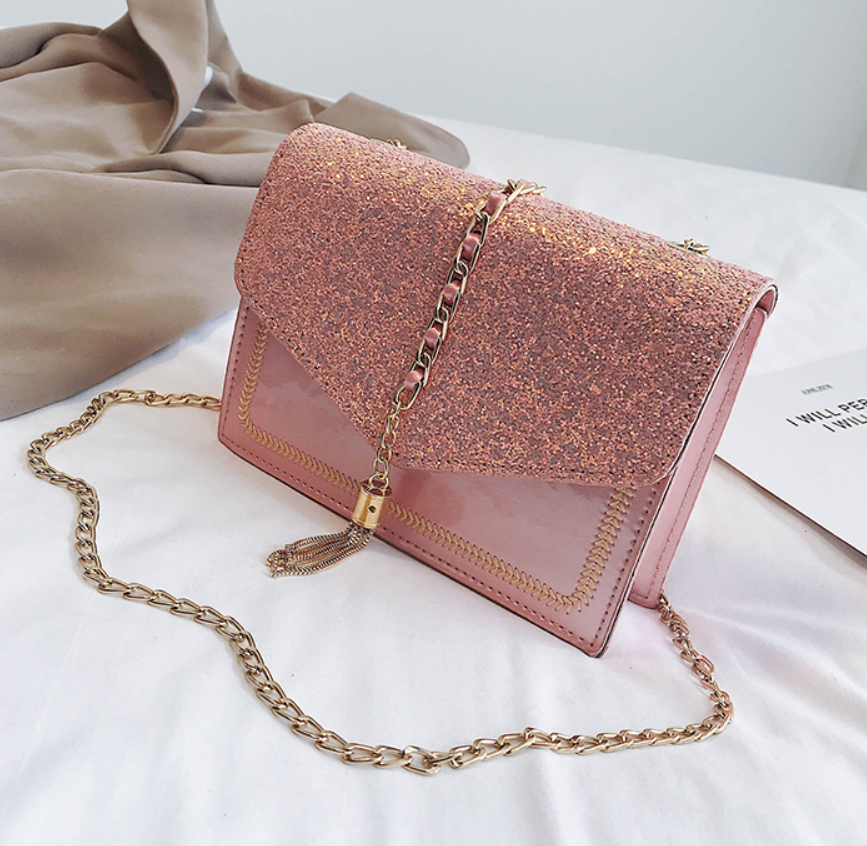Sequined chain fashion tassel bag  Shoulder bags Thecurvestory