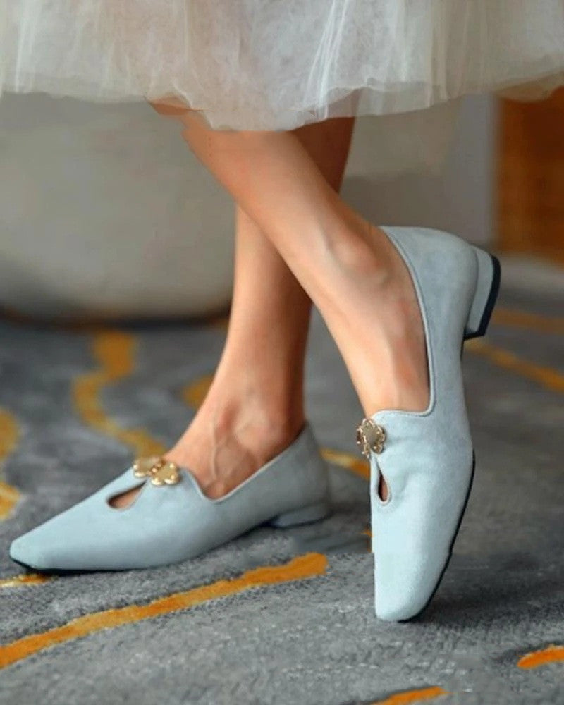 Loafers  | Low-cut Square Headgear Foot Mid-mouth Women's Shoes | [option1] |  [option2]| thecurvestory.myshopify.com