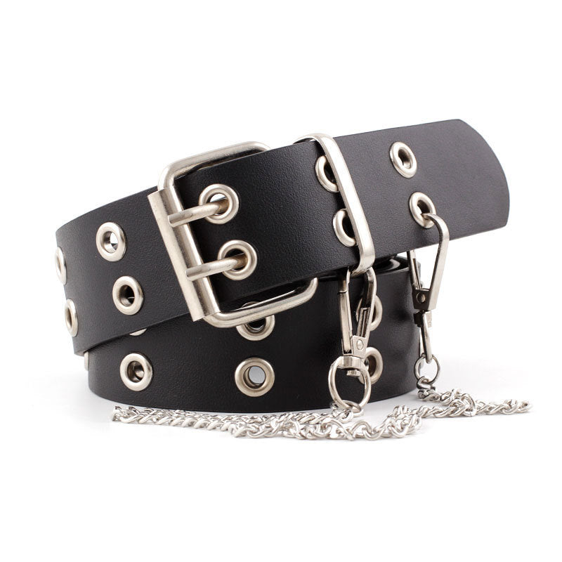 Riveted Fashion belt with Chain  Belts Thecurvestory