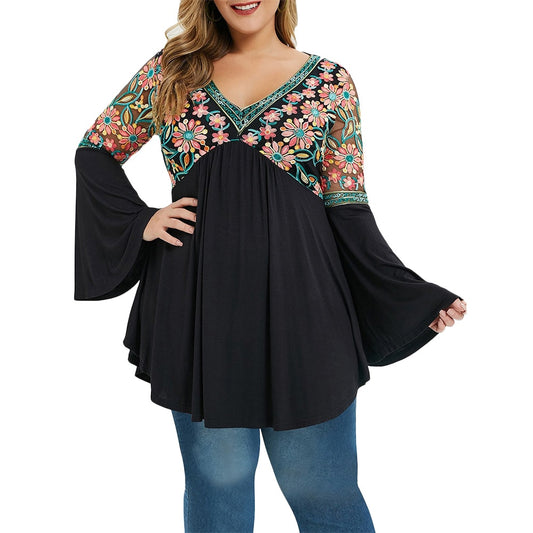 Flared long sleeve loose top  Tops Thecurvestory