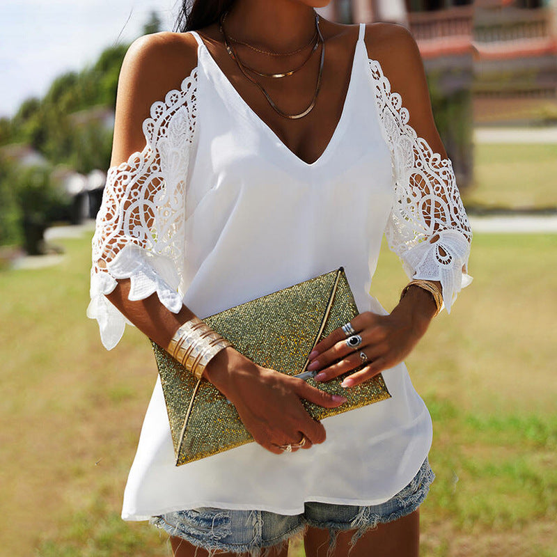 Tops  | Women Hanging Wide Loose Casual  Top | White |  L| thecurvestory.myshopify.com