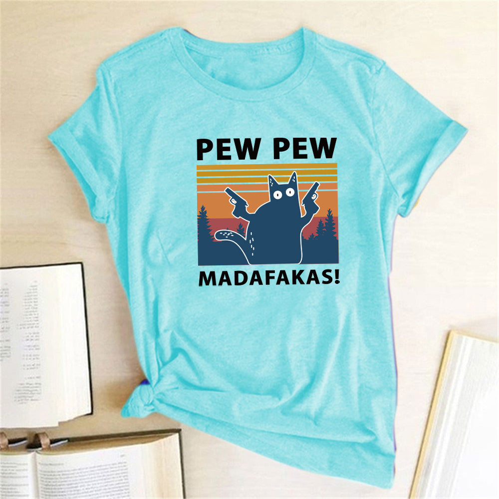 Tshirt  | Short Sleeve Pew Maddakas T-Shirt European Size Top | Light Blue |  3XL| thecurvestory.myshopify.com