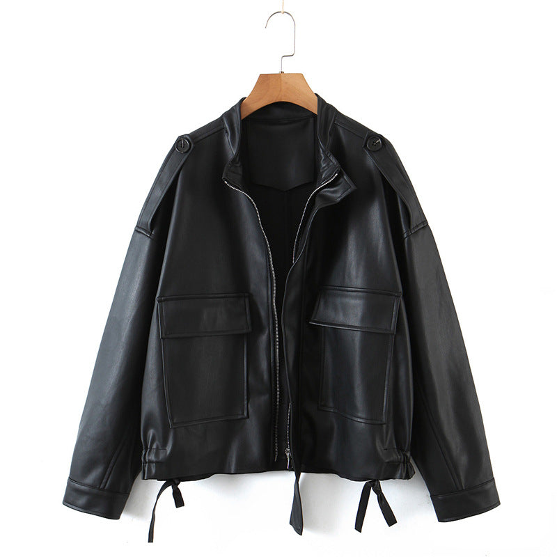 Plus size Women's PU leather Jacket  jackets Thecurvestory