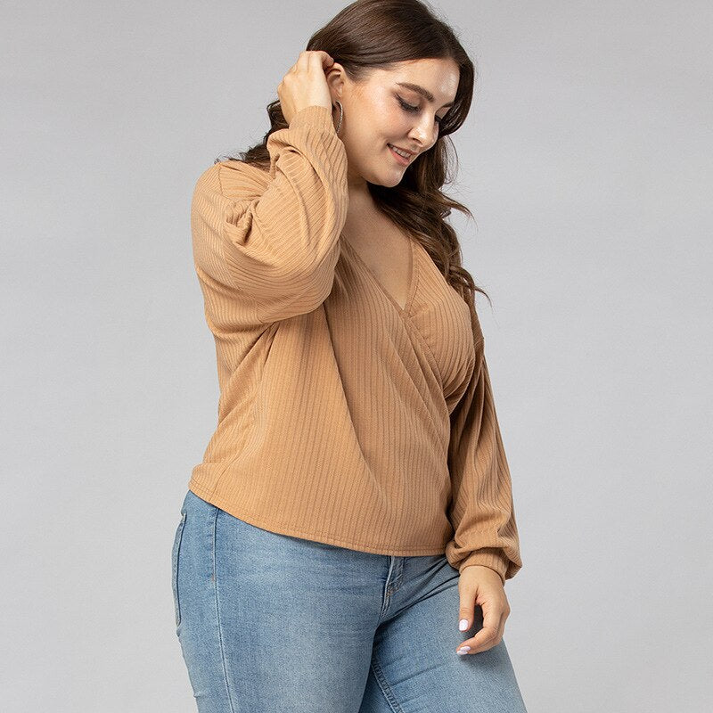 Plus Size Women crossover top  Tops Thecurvestory