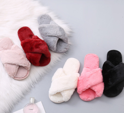 Women Home Faux Fur Slippers  slippers Thecurvestory