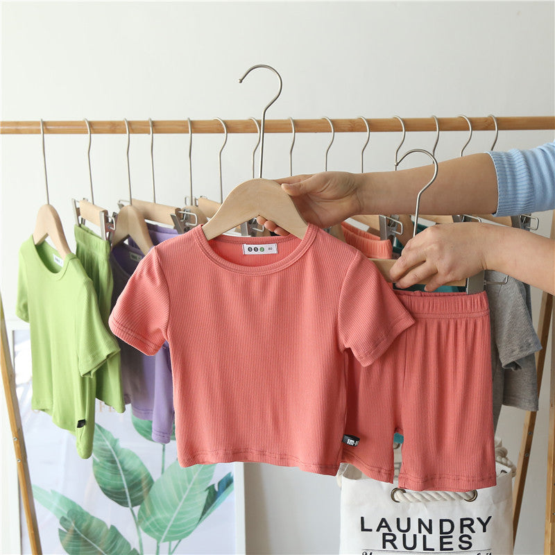 Summer Cotton Thin Short-Sleeved Pajamas For Children  kids Co-ord sets Thecurvestory