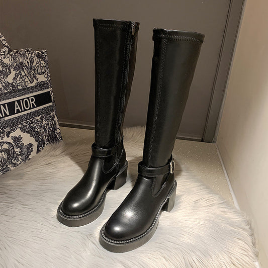 Boots  | Women's Thick Heel Knee Boots | thecurvestory.myshopify.com