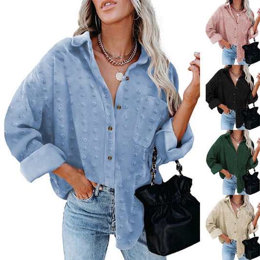 Plus Size Long-sleeved Buttoned Shirt  Shirt Thecurvestory