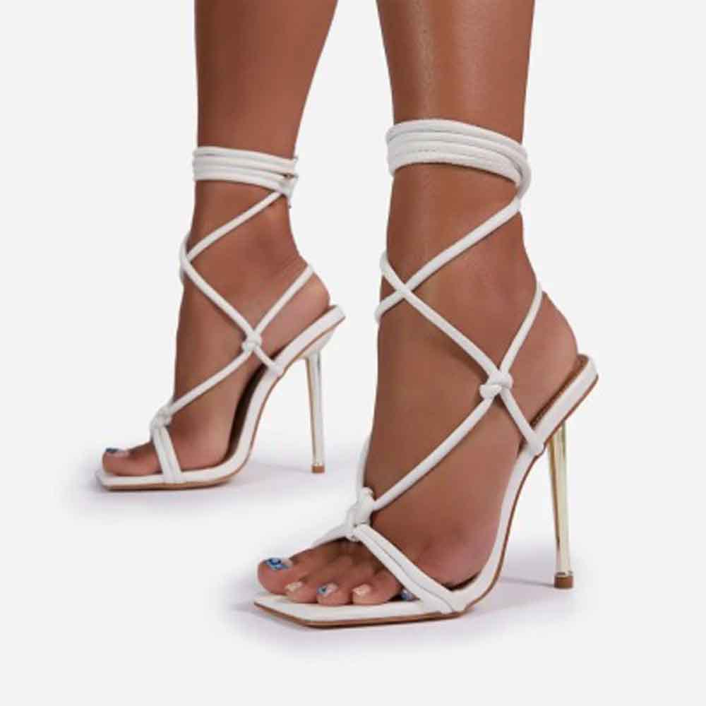 Women's High heeled Lace up Sandals  Heeled Sandals Thecurvestory