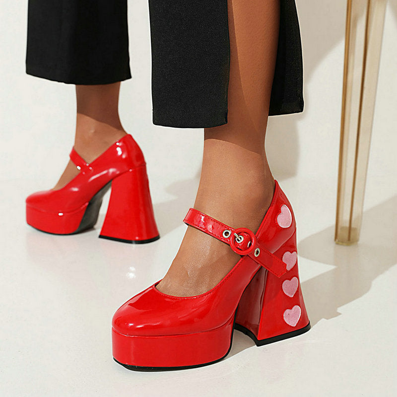 Women's Love Block High heeled Sandals  Heeled Pumps Thecurvestory