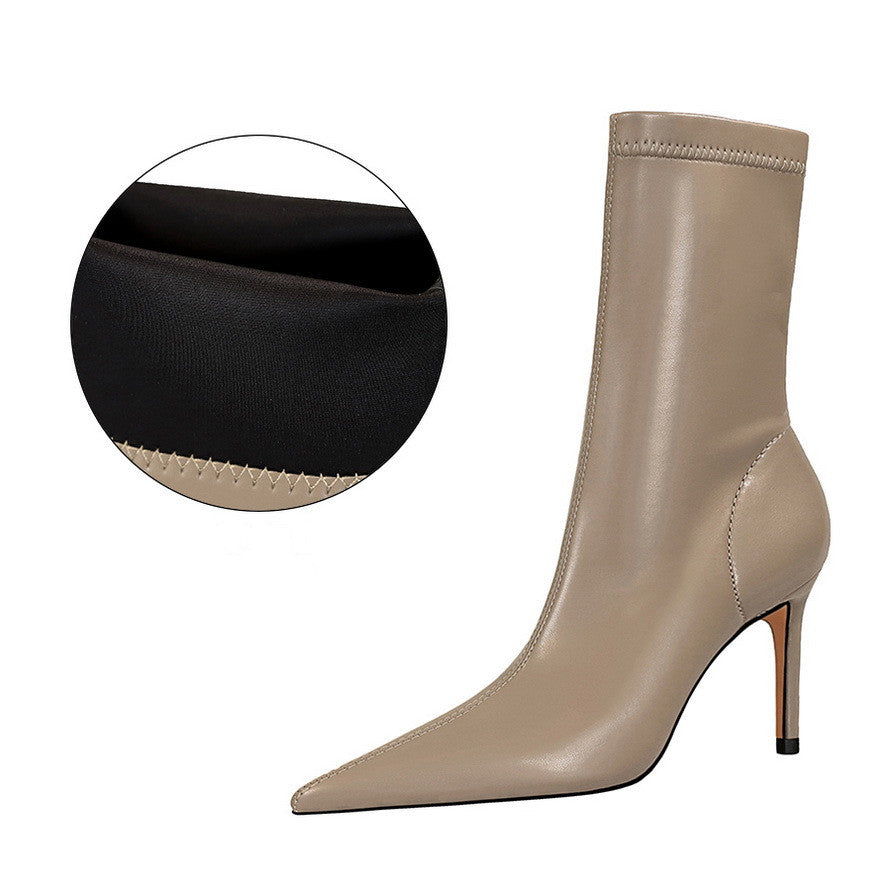 Pointy Toe Heeled Ankle Boots  Heeled Boots Thecurvestory
