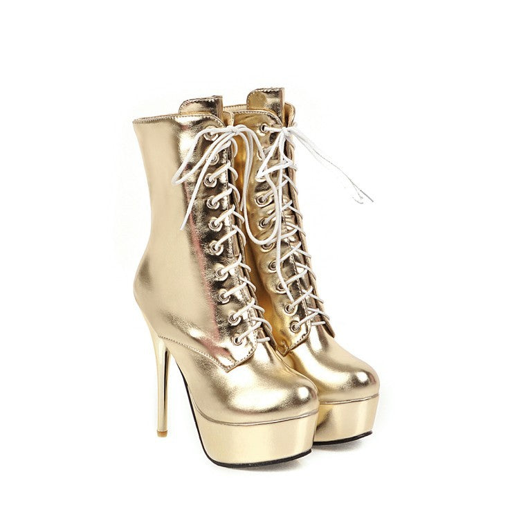 Heeled Boots  | Women fashion Platform high heeled Boots | Gold |  34| thecurvestory.myshopify.com