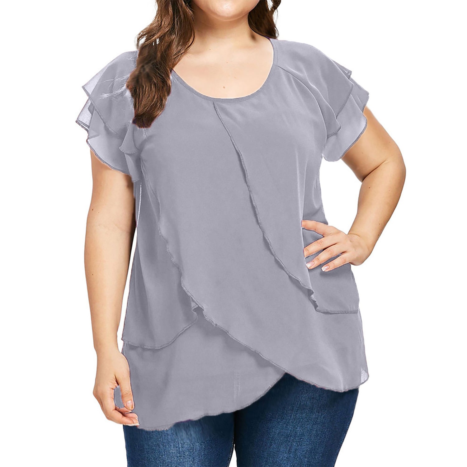 Plus Size Women's Solid Color Chiffon Top  Tops Thecurvestory