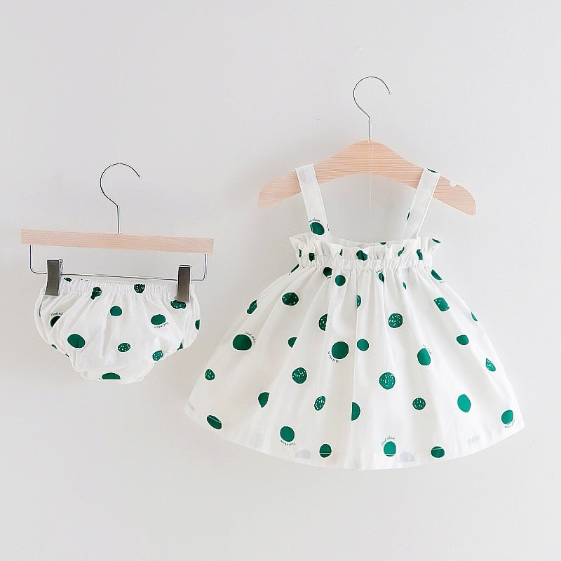 Girls polka dot printed skirt set  Girl Dress Thecurvestory
