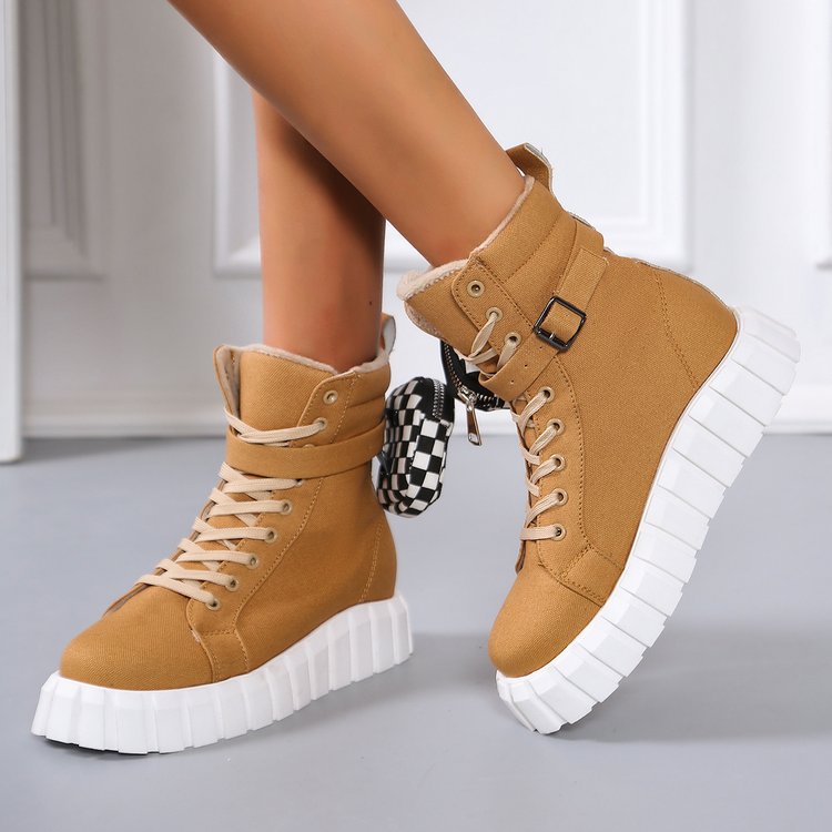 Boots  | Women's Canvas Upper Ankle Boot With Coin Pocket | thecurvestory.myshopify.com