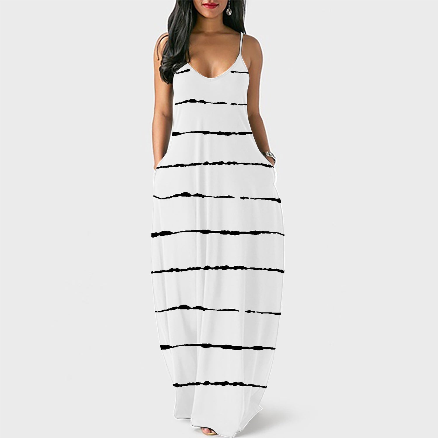 Plus Size Women's Striped Suspender Dress  dresses Thecurvestory