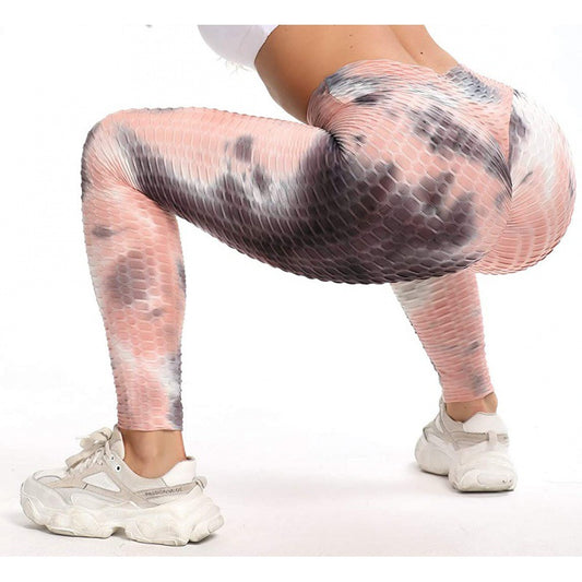 Tie-dye Jacquard Bubble Ladies Yoga Pants  Leggings Thecurvestory