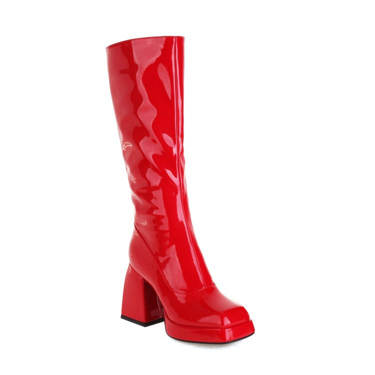 Women's Candy Color High Heeled Long Boots  Heeled Boots Thecurvestory