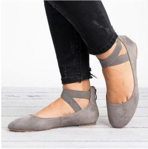 Soft Round Toe Elastic Strap Flat Shoes  Ballerinas Thecurvestory
