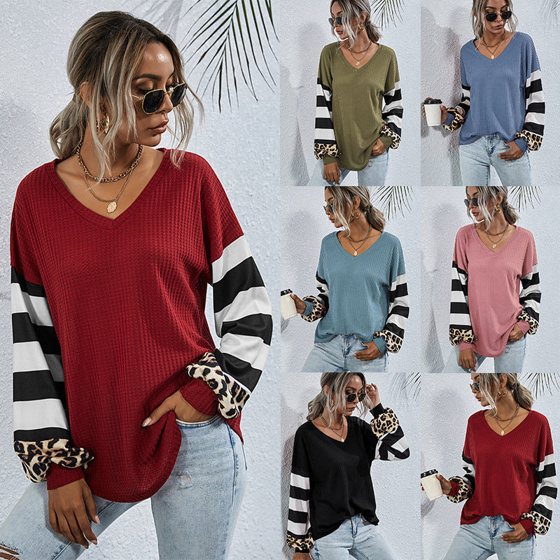 Tshirt  | Women's Long Sleeve Knit Leopard T-Shirt | [option1] |  [option2]| thecurvestory.myshopify.com