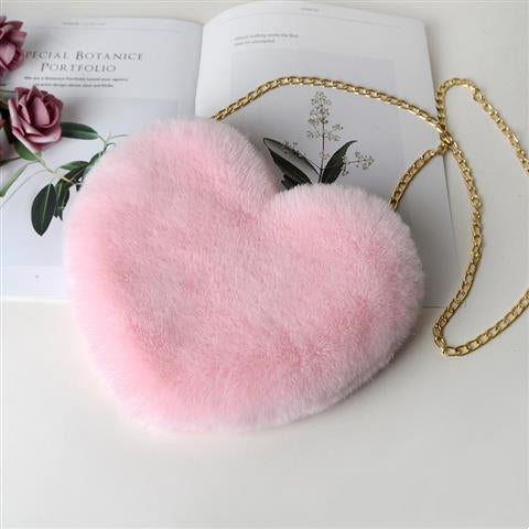 Crossbody Bags  | Women Plush Chain Shoulder Bags Valentine's Day Party Bag | Light pink |  [option2]| thecurvestory.myshopify.com