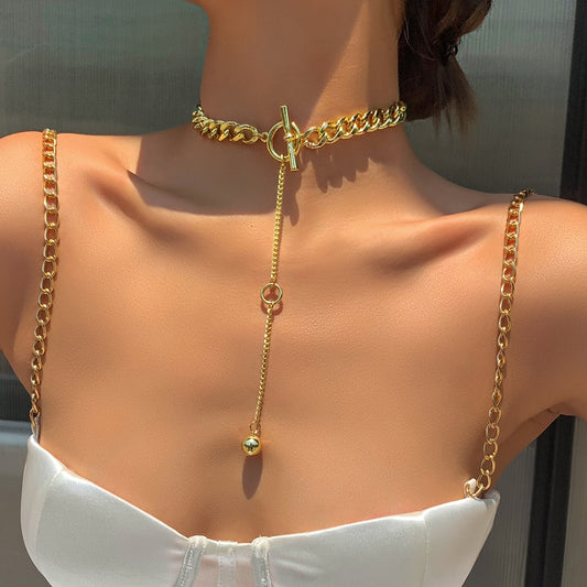 Gold long pendant necklace  necklaces & Pendants Thecurvestory