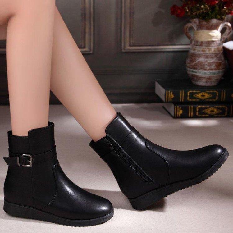 Ankle Boots  | Women's Belt Buckle Black Ankle Boots | thecurvestory.myshopify.com