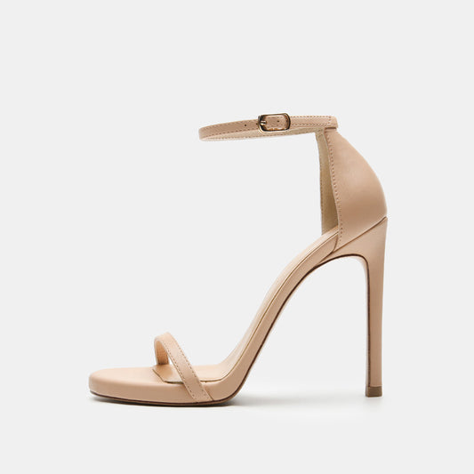 Heeled Sandals  | Women Basic strapHigh heeled Sandals | Nude matte heel 12cm high |  34| thecurvestory.myshopify.com