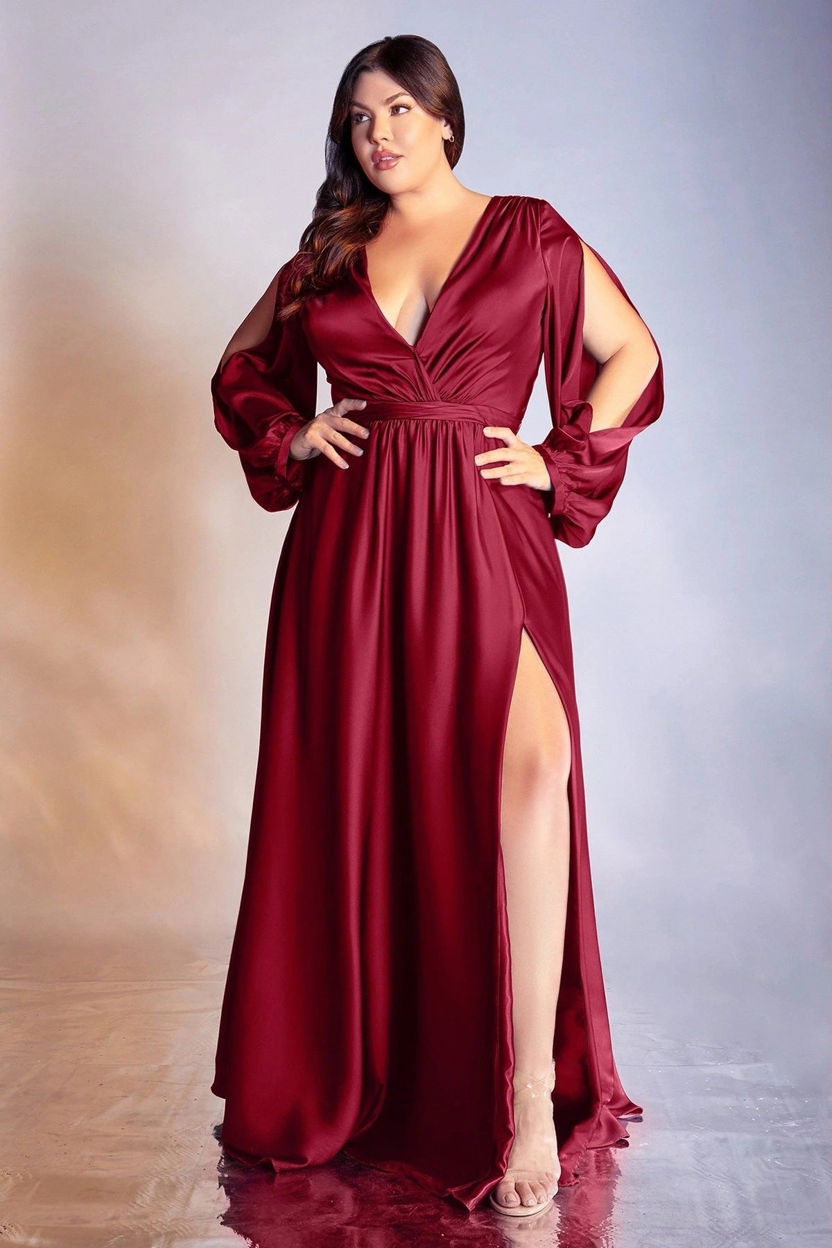 Plus Size Women's Evening Slit Dress  dresses Thecurvestory