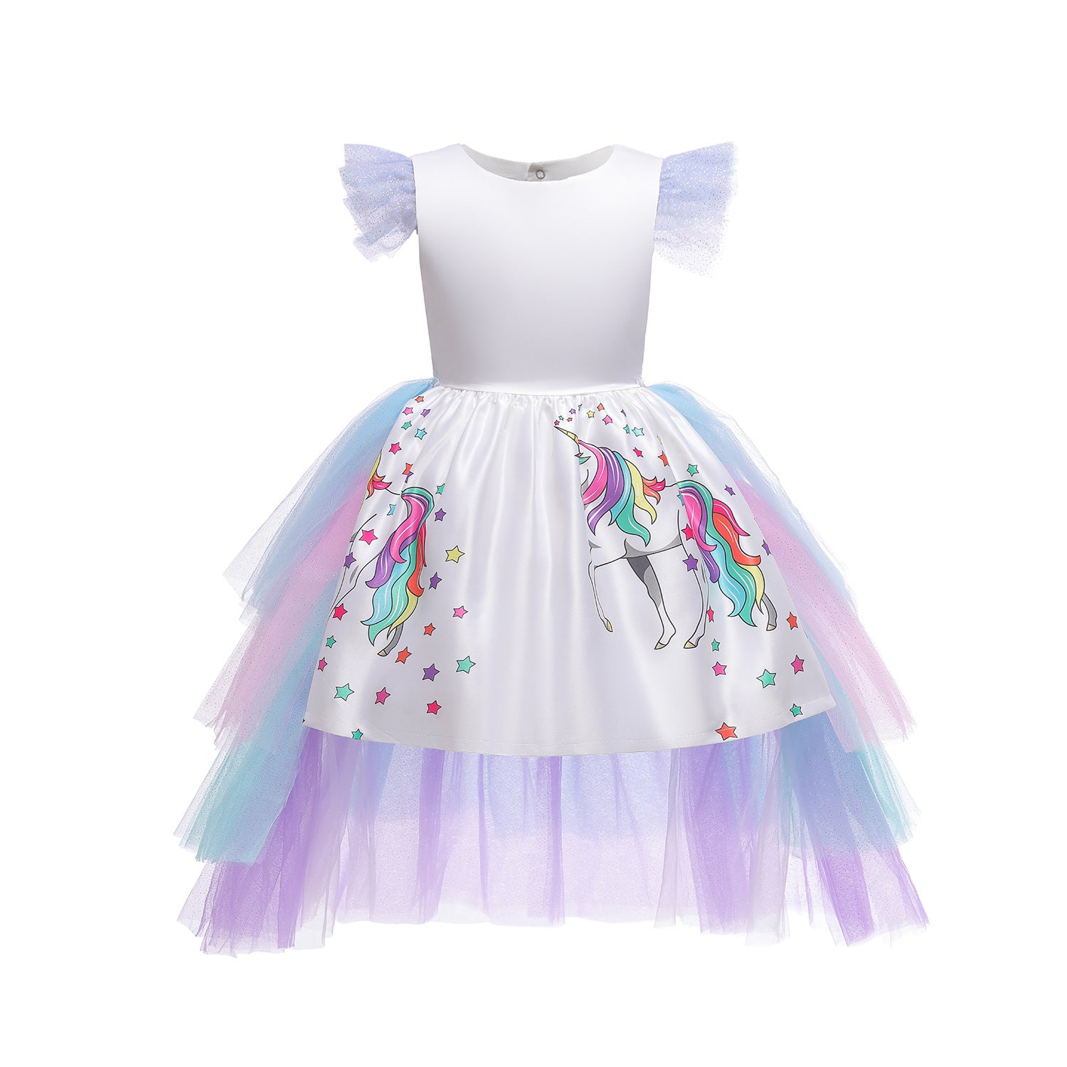 Girls Unicorn printed multi colored princess dress  Girl Dress Thecurvestory