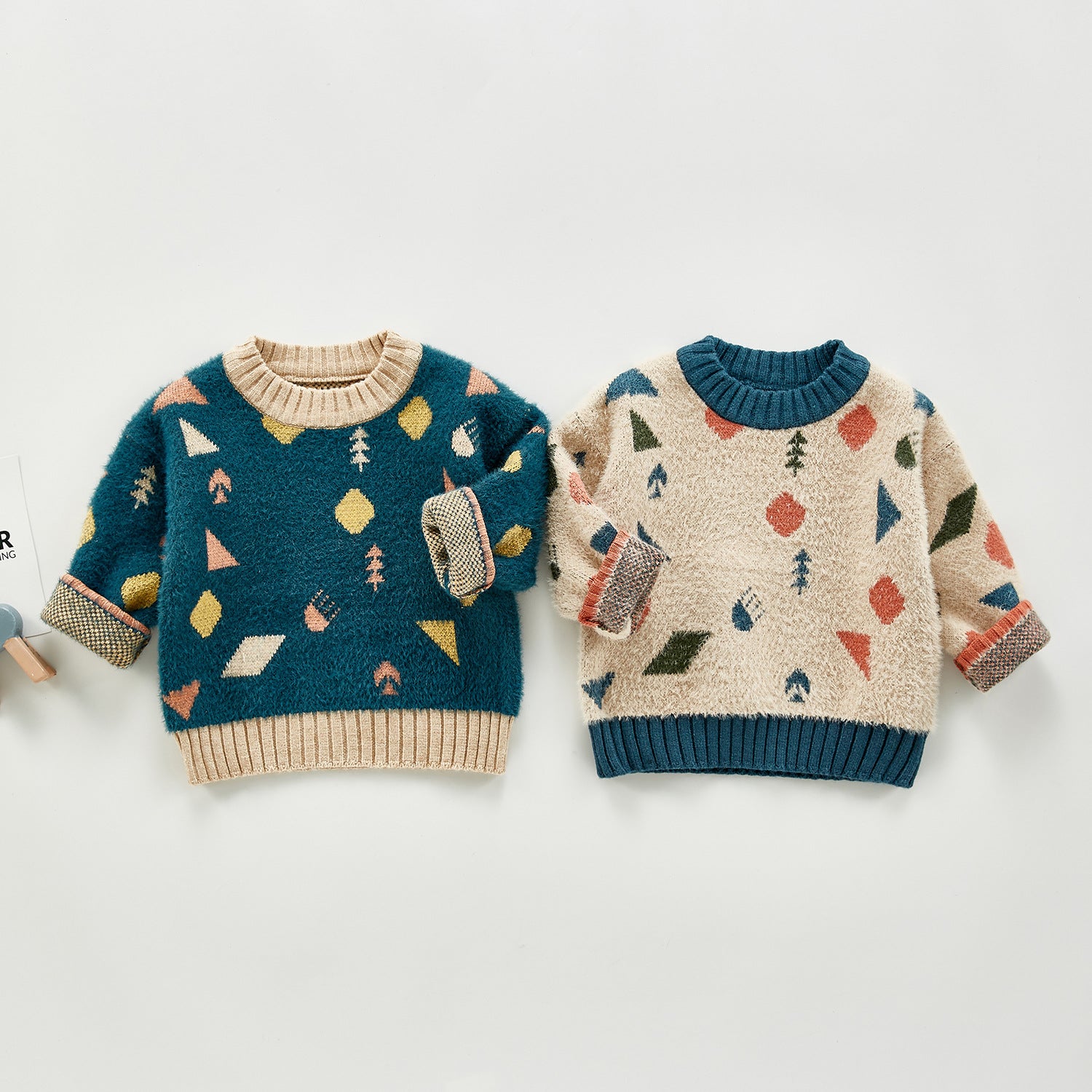 Girls Geometric pattern sweater  Girls Sweater Thecurvestory