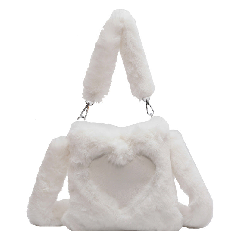 Tote Bag  | Love Handbags Winter Plush Shoulder Bags For Women | White |  [option2]| thecurvestory.myshopify.com
